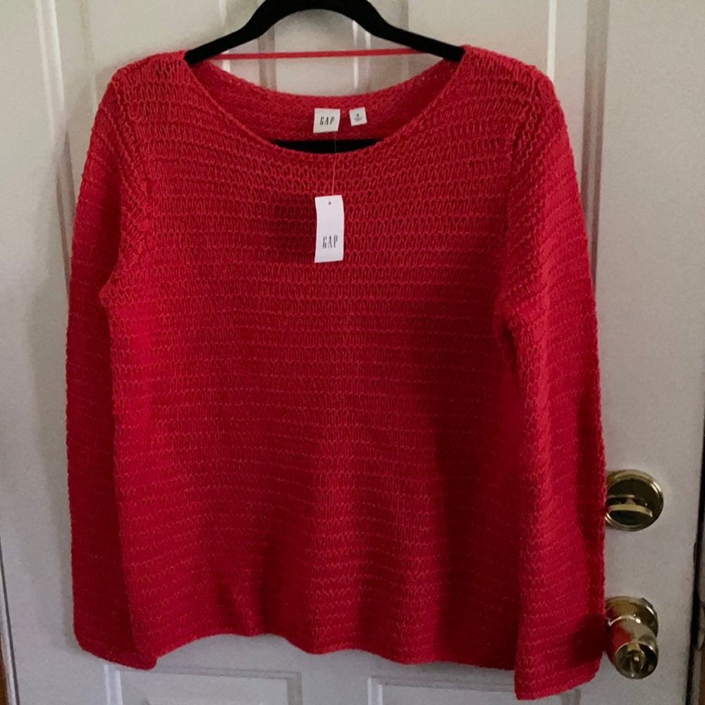 GAP Red Open Weave Sweater Medium